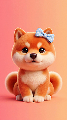 JPG 동물 편집이미지 리본 반려견 포즈 표정 앉기 귀여움 강아지 생김새 시바견 편집3D AI컴퓨터그래픽 AI콘텐츠 컨셉 모션 반려동물 3D 개 파일형식 포유류 디지털합성