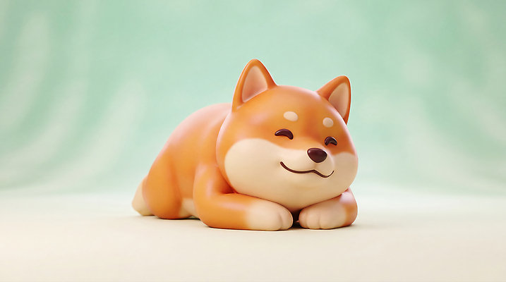 JPG 동물 편집이미지 반려견 휴식 실내 미소 눕기 귀여움 강아지 시바견 편집3D AI컴퓨터그래픽 AI콘텐츠 컨셉 모션 표정 내부 반려동물 3D 개 파일형식 포유류 디지털합성