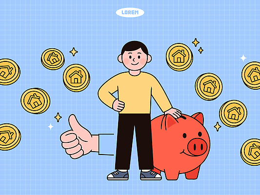 행복 돈 일러스트 손가락 성공 주택 관리 청년 금융 경제 동전 저축 저금통 최고 목표 계획 투자 따봉 재정 청년주택 국내일러스트 AI파일 손 감정 컨셉 비즈니스 성인 건물 엄지손가락 재산 파일형식 벡터 청년주거지원사업 건축물 사람 신체부위 건축