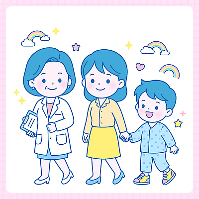 행복 어린이 일러스트 의학 가족 엄마 건강 병원 웃음 치료 손잡기 희망 의사 문서 국내일러스트 AI파일 감정 관계 모션 표정 사람 의료진 파일형식 벡터 직업
