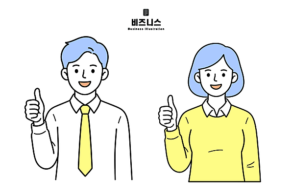 여자 남자 셔츠 일러스트 넥타이 표정 웃음 엄지손가락 직장인 비즈니스맨 비즈니스우먼 동료 따봉 국내일러스트 AI파일 직업 잡화 상의 비즈니스 손가락 관계 사람 최고 파일형식 벡터 손 옷 신체부위