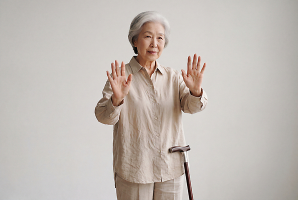 JPG 편집이미지 손 옷 여자 노년 할머니 지팡이 양손 의료성형뷰티 편집실사 AI인물포토 AI콘텐츠 사람 성인 신체부위 CG 파일형식 AI포토