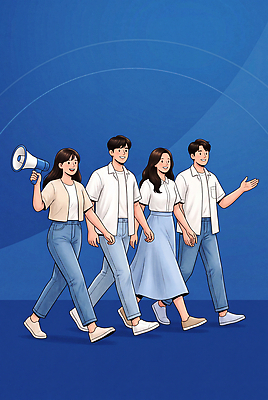JPG 옷 여자 남자 일러스트 대화 손짓 여러명 일상 여름 파란색 친구 청춘 걷기 확성기 만남 그룹 즐거움 소통 국내일러스트 AI일러스트 AI콘텐츠 계절 감정 컬러 다수 컨셉 관계 모션 말하기 사람 라이프 파일형식 생활