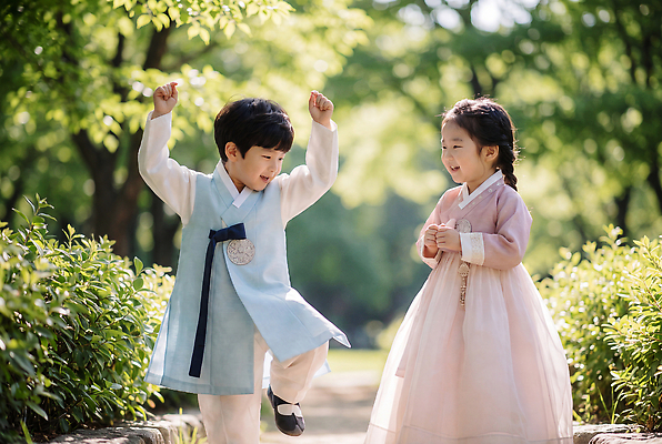 JPG 나무 편집이미지 공원 행복 어린이 자연 놀이 웃음 소녀 소년 친구 봄 한복 즐거움 외출 의료성형뷰티 편집실사 AI인물포토 AI콘텐츠 식물 한국전통 계절 공공시설 여자 남자 감정 관계 표정 사람 전통의상 CG 생태계 파일형식 AI포토 전통 한국 시설 아시아 나라