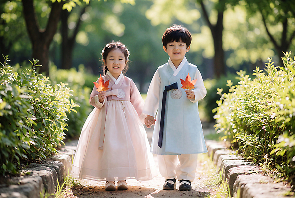 JPG 편집이미지 전통 공원 문화 어린이 단풍 가족 소녀 소년 걷기 손잡기 가을 한복 의료성형뷰티 편집실사 AI인물포토 AI콘텐츠 한국전통 계절 공공시설 여자 남자 잎 관계 모션 사람 전통의상 CG 파일형식 AI포토 식물 한국 시설 아시아 나라