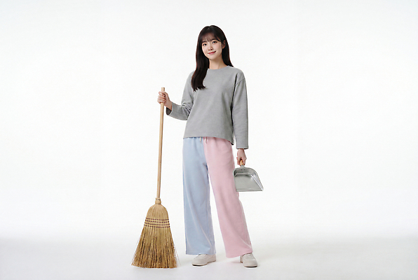JPG 편집이미지 여자 일상 방 도구 빗자루 청소 의료성형뷰티 편집실사 AI인물포토 AI콘텐츠 사람 라이프 청소도구 CG 파일형식 AI포토 생활