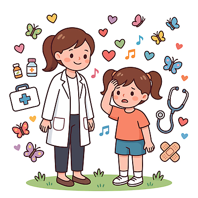 나비 일러스트 의학 건강 대화 소녀 치료 약 진료 고통 환자 의사 도움 심볼 보건실 의사소통 증상 국내일러스트 AI파일 여자 감정 어린이 곤충 컨셉 말하기 의료진 파일형식 벡터 동물 직업 모션 사람