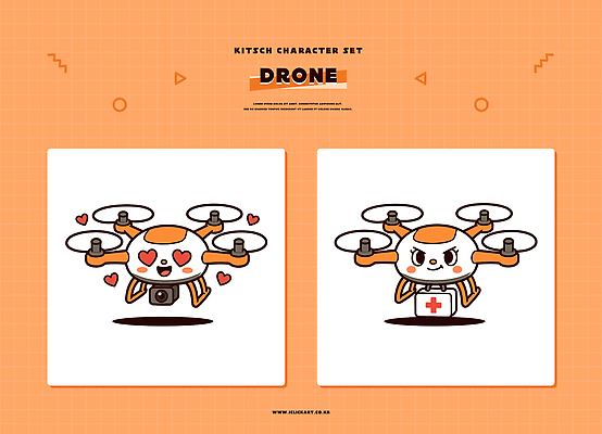 캐릭터 디자인 일러스트 기술 표정 치료 세트 약 카메라 귀여움 구급상자 오브젝트 드론 키치 일러캐릭터 AI파일 컨셉 의학 전자제품 의료용품 파일형식 벡터 의료기기