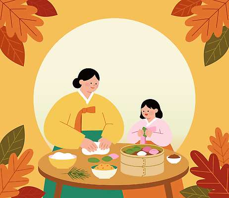 모양 전통 딸 한식 음식 일러스트 재료 가족 식탁 엄마 디저트 떡 요리 추석 가을 달콤 즐거움 송편 만들기 송편빚기 국내일러스트 AI파일 계절 명절 감정 관계 모션 탁자 맛 요리중 파일형식 벡터 기념일 가구 컨셉 생활용품 이벤트 오브젝트
