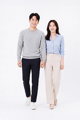 JPG 편집이미지 부부 커플 여자 패션 남자 행복 대화 사랑 미소 웃음 걷기 손잡기 의료성형뷰티 스타일 편집실사 AI인물포토 AI콘텐츠 감정 관계 모션 표정 말하기 사람 CG 파일형식 AI포토