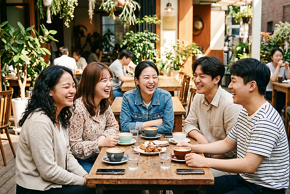 JPG 식물 편집이미지 여자 남자 행복 커피 디저트 이야기 대화 웃음 여러명 친구 우정 카페 모임 즐거움 의료성형뷰티 편집실사 AI인물포토 AI콘텐츠 감정 음료 음식 다수 관계 표정 말하기 사람 상점 CG 파일형식 AI포토 모션