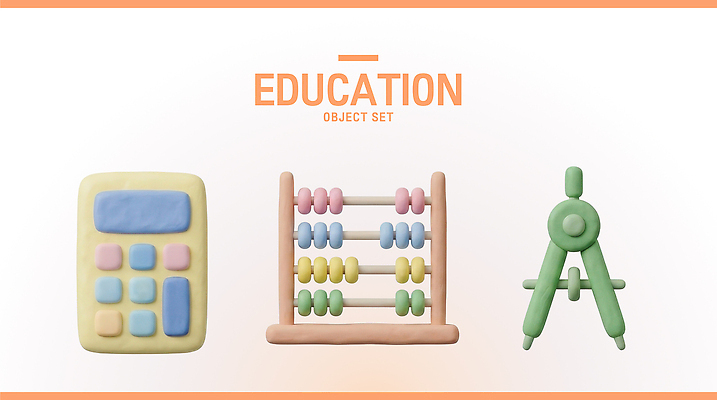 PSD 편집이미지 교육 문구용품 학습 계산기 주판 도구 오브젝트 각도기 편집3D 3D 장비 파일형식 디지털합성