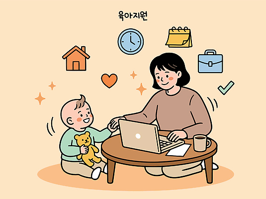 어린이 일러스트 가정 가족 주택 사랑 컴퓨터 부모 장난감 육아 아기 업무 작업 편안함 소통 교감 놀기 지원 상호작용 국내일러스트 AI파일 감정 컨셉 관계 모션 사람 건물 전자제품 감각 파일형식 벡터 건축물 건축