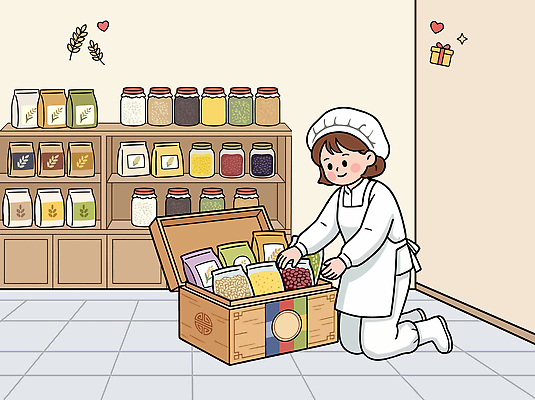 음식 일러스트 재료 자연 요리 장보기 상자 상점 작업 직원 정리 고향사랑기부제 국내일러스트 AI파일 생태계 정책 제도 파일형식 벡터