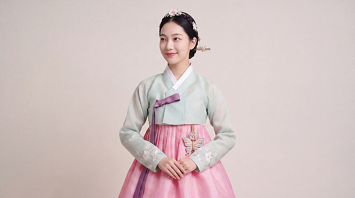 JPG 편집이미지 전통 옷 여자 기념일 문화 한국 미소 한복 의료성형뷰티 스타일 편집실사 AI인물포토 AI콘텐츠 한국전통 아시아 표정 사람 이벤트 전통의상 CG 파일형식 AI포토 나라