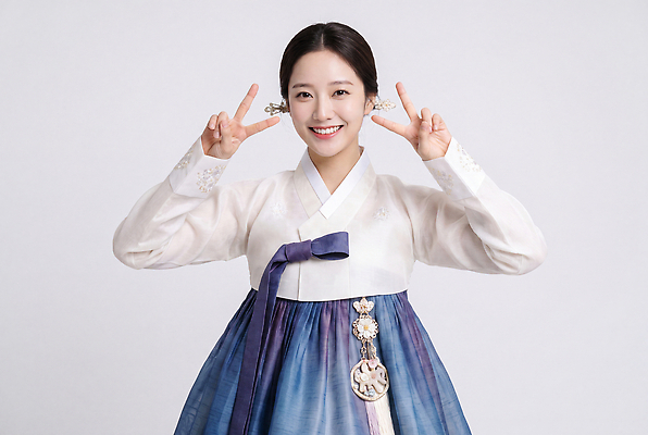 JPG 편집이미지 전통 옷 여자 문화 포즈 한국 웃음 이벤트 장식 한복 오브젝트 의료성형뷰티 편집실사 AI인물포토 AI콘텐츠 한국전통 아시아 표정 사람 전통의상 CG 파일형식 AI포토 나라