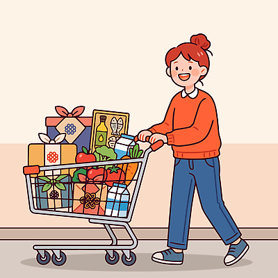 여자 행복 음식 채소 과일 일러스트 재료 선물 요리 쇼핑 세일 추석 상점 쇼핑카 소비 상품 장바구니 국내일러스트 AI파일 명절 감정 사람 바구니 카트 파일형식 벡터 전통 기념일 이벤트