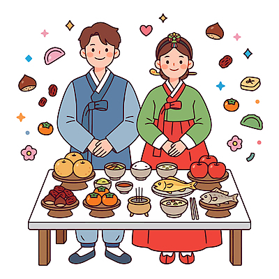 전통 여자 명절 남자 문화 음식 채소 과일 일러스트 탁자 밥 김치 떡 한국 사탕 육류 어류 요리 이벤트 추석 한복 국 국내일러스트 AI파일 한국전통 기념일 아시아 한식 가구 식재료 디저트 사람 수중동물 전통의상 파일형식 벡터 동물 나라 생활용품 오브젝트