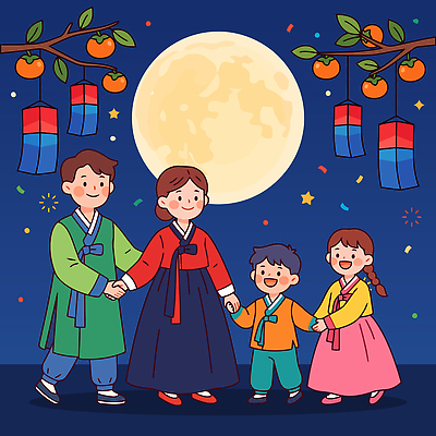 전통 별 문화 어린이 과일 일러스트 가족 하늘 한국 웃음 소풍 추석 손잡기 밤 한복 달빛 국내일러스트 AI파일 자연요소 한국전통 명절 아시아 관계 모션 표정 사람 야외활동 달 전통의상 파일형식 벡터 기념일 나라 이벤트