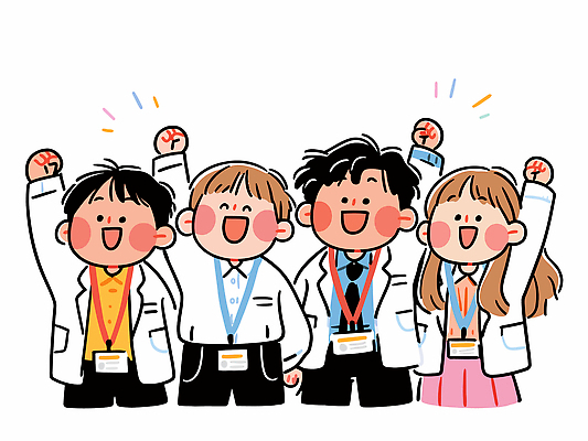 손 교육 일러스트 의학 협력 실험 웃음 친구 청춘 기쁨 모임 구직 가운 발표 열정 세미나 국내일러스트 AI파일 옷 감정 컨셉 관계 표정 신체부위 파일형식 벡터 사람