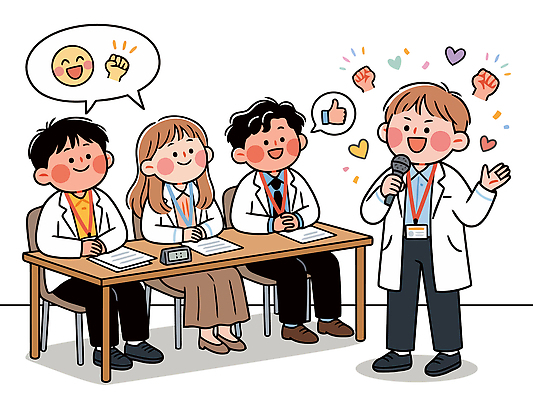 교육 일러스트 탁자 수업 아이디어 기술 실험 대화 웃음 친구 구직 발표 결과 토론 질문 의견 발표회 참여 피드백 국내일러스트 AI파일 가구 컨셉 관계 표정 말하기 파일형식 벡터 생활용품 모션 오브젝트