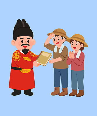 전통 옷 문화 농업 일러스트 관리 대화 만남 역사 농부 조선시대 전달 소통 세종대왕 상호작용 국내일러스트 AI파일 직업 산업 컨셉 말하기 왕 파일형식 벡터 모션
