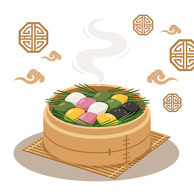 모양 전통 한식 음식 일러스트 떡 한국 요리 수증기 찜 송편 찜기 먹거리 국내일러스트 AI파일 아시아 주방용품 파일형식 벡터 나라 생활용품 오브젝트
