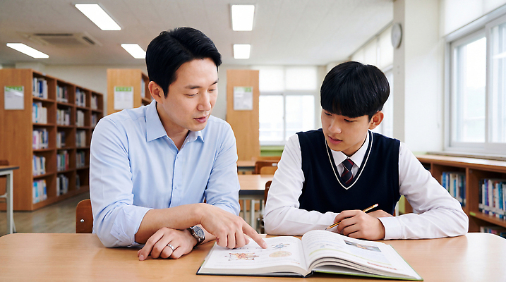 JPG 편집이미지 학생 교육 남자 책장 대화 설명 책 학습 교사 도서관 의료성형뷰티 편집실사 AI인물포토 AI콘텐츠 직업 가구 모션 말하기 사람 CG 파일형식 AI포토 생활용품 오브젝트
