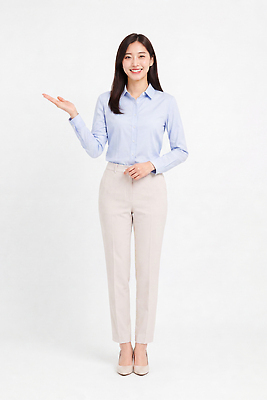 JPG 편집이미지 손 여자 직장 서기 미소 사람 정장 청바지 비즈니스우먼 의료성형뷰티 편집실사 AI인물포토 AI콘텐츠 옷 회사 비즈니스 바지 모션 표정 신체부위 직장인 CG 파일형식 AI포토 직업 하의