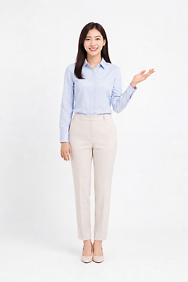JPG 모델 편집이미지 손 옷 여자 셔츠 비즈니스 바지 서기 미소 비즈니스우먼 의료성형뷰티 스타일 편집실사 AI인물포토 AI콘텐츠 상의 모션 하의 표정 사람 신체부위 직장인 CG 파일형식 AI포토 직업