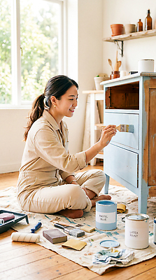 JPG 편집이미지 손 여자 가구 바닥 주택 인테리어 페인트 방 도구 작업 색칠 서랍장 DIY 의료성형뷰티 셀프인테리어 편집실사 AI인물포토 AI콘텐츠 디자인 생활용품 사람 취미 건물 신체부위 CG 파일형식 AI포토 건축물 오브젝트 건축