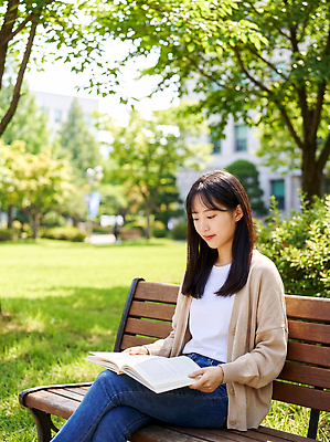 JPG 나무 편집이미지 학생 공원 여자 벤치 초원 책 학습 캠퍼스라이프 편안함 집중 읽기 여대생 의료성형뷰티 편집실사 AI인물포토 AI콘텐츠 식물 라이프스타일 공공시설 교육 대학생 컨셉 의자 모션 사람 감각 CG 파일형식 AI포토 가구 생활 시설 생활용품 오브젝트
