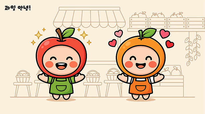 캐릭터 모자 손 디자인 일러스트 웃음 상자 귀여움 상점 사과 즐거움 아이템 과일가게 아기자기 일러캐릭터 AI파일 잡화 감정 컨셉 과일 표정 신체부위 파일형식 벡터 사람
