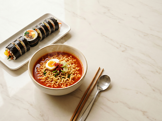 JPG 편집이미지 한식 채소 젓가락 요리 계란 숟가락 라면 분식 김밥 국물 점심 편집실사 AI포토 AI콘텐츠 음식 수저 알 면류 CG 파일형식 식기