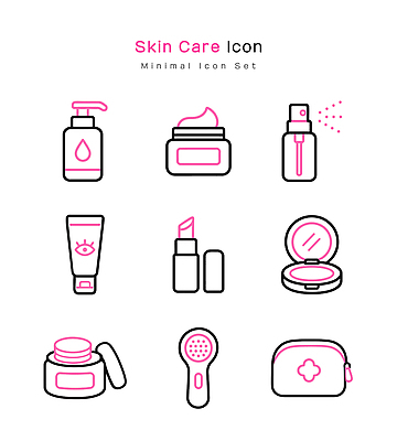 디자인 일러스트 세트 디지털 화장품 거울 립스틱 붓 상품 배열 크림 스프레이 로션 스킨케어 클렌징 파운데이션 국내일러스트 AI파일 뷰티 청결 파일형식 벡터 위생