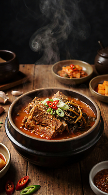 JPG 편집이미지 그릇 한식 채소 반찬 김치 따뜻함 육류 요리 식사 국물 뼈해장국 맛있는 편집실사 AI포토 AI콘텐츠 식기 음식 식재료 CG 해장국 파일형식 국