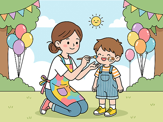 나무 행복 어린이 일러스트 웃음 야외 여름 생일파티 그리기 즐거움 그림 풍선 페이스페인팅 국내일러스트 AI파일 식물 계절 감정 모션 표정 사람 생일 파일형식 벡터 기념일 이벤트