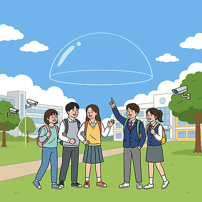 학생 여학생 교복 남학생 일러스트 학교 청소년 이야기 대화 친구 운동장 모임 보호 즐거움 감시카메라 소통 국내일러스트 AI파일 옷 여자 교육 남자 감정 컨셉 스포츠시설 관계 말하기 사람 카메라 공간 파일형식 벡터 스포츠 모션 전자제품 시설