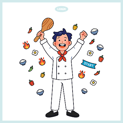 행복 한식 채소 일러스트 재료 불꽃 요리 주방 요리사 기쁨 비빔밥 주걱 국내일러스트 AI파일 직업 감정 음식 주방용품 불 파일형식 벡터 자연요소 생활용품 오브젝트