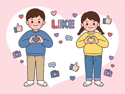 디자인 어린이 일러스트 사랑 웃음 친구 카메라 하트 최고 즐거움 그림 손하트 소통 국내일러스트 AI파일 모양 감정 컨셉 관계 표정 사람 손짓 전자제품 파일형식 벡터 모션