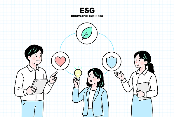 일러스트 회사 비즈니스 회의 협력 아이디어 관리 대화 사람 환경 사회 발전 해결책 ESG 국내일러스트 AI파일 컨셉 말하기 경영 공동체 방법 파일형식 벡터 모션