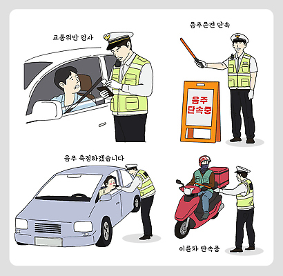 남자 도로 교통 일러스트 자동차 안전 경찰 배달원 음주 배송 검사 음주운전 시민 단속 국내일러스트 AI파일 직업 길 육상교통 교통시설 사람 운전 범죄 국민 파일형식 벡터 교통수단 모션 시설