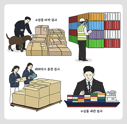 여자 남자 바다 일러스트 포장 안전 상자 화물 개 상품 컨테이너 화물선 배송 체크 무역 검사 물류 수입 선박 해외직구 국내일러스트 AI파일 산업 수상교통 포유류 사람 쇼핑 운송업 배 파일형식 벡터 동물 교통수단 교통