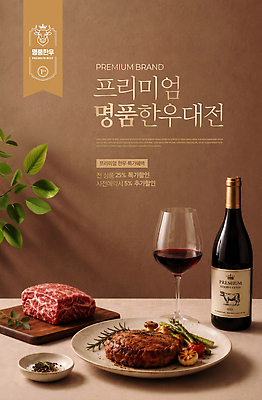 PSD 편집이미지 접시 포스터 음료 음식 생고기 스테이크 세일 와인 고급 심볼 한우 고기요리 명품 프리미엄 이미지편집 식기 컨셉 주류 서양음식 육류 소고기 상품 파일형식 식재료