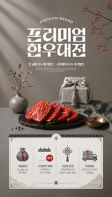 PSD 편집이미지 음식 생고기 선물 이벤트 세트 판매 세일 상품 가격 심볼 한우 마케팅 프리미엄 혜택 이미지편집 육류 소고기 파일형식 식재료