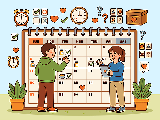 여자 남자 일러스트 대화 친구 학습 달력 메모지 보드 계획 체크 그림 주말 치매 치매극복의날 국내일러스트 AI파일 교육 기념일 스포츠 컨셉 관계 말하기 사람 사무용품 질병 파일형식 벡터 의학 모션 문구용품 이벤트 오브젝트