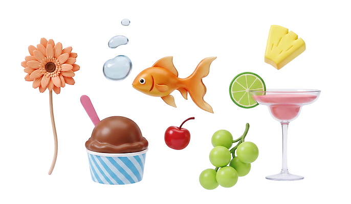PSD 편집이미지 꽃 과일 포도 아이스크림 장식 여름 파티 물방울 칵테일 체리 파인애플 즐거움 금붕어 편집3D 식물 계절 감정 디저트 주류 어류 이벤트 3D 열대과일 파일형식 음료 음식 수중동물 디지털합성 동물