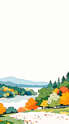 JPG 나무 식물 호수 여행 일러스트 자연 산 풍경 평화 가을 물가 Outdoor 국내일러스트 AI일러스트 AI콘텐츠 계절 컨셉 생태계 파일형식