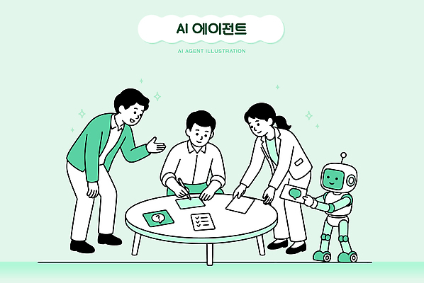 일러스트 탁자 협력 아이디어 기술 대화 사람 세명 사무실 업무 작업 질문 로봇 상담 문서 조정 AI_인공지능 국내일러스트 AI파일 가구 컨셉 비즈니스 말하기 수상스포츠 파일형식 벡터 스포츠 생활용품 모션 오브젝트