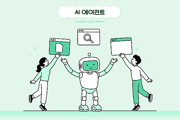 창 일러스트 커뮤니케이션 협력 아이디어 기술 사람 디지털 정보 업무 작업 로봇 검색 문서 소프트웨어 AI_인공지능 국내일러스트 AI파일 컨셉 파일형식 벡터
